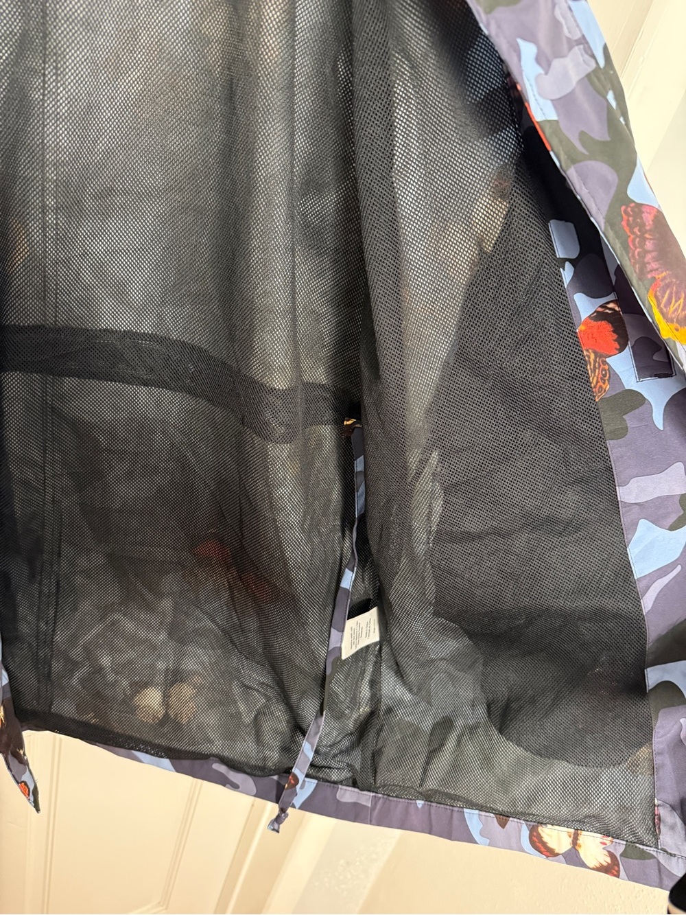 Paisley &Gray Blue Camouflage Raincoat with Butterfly Print - Picture 4 of 7